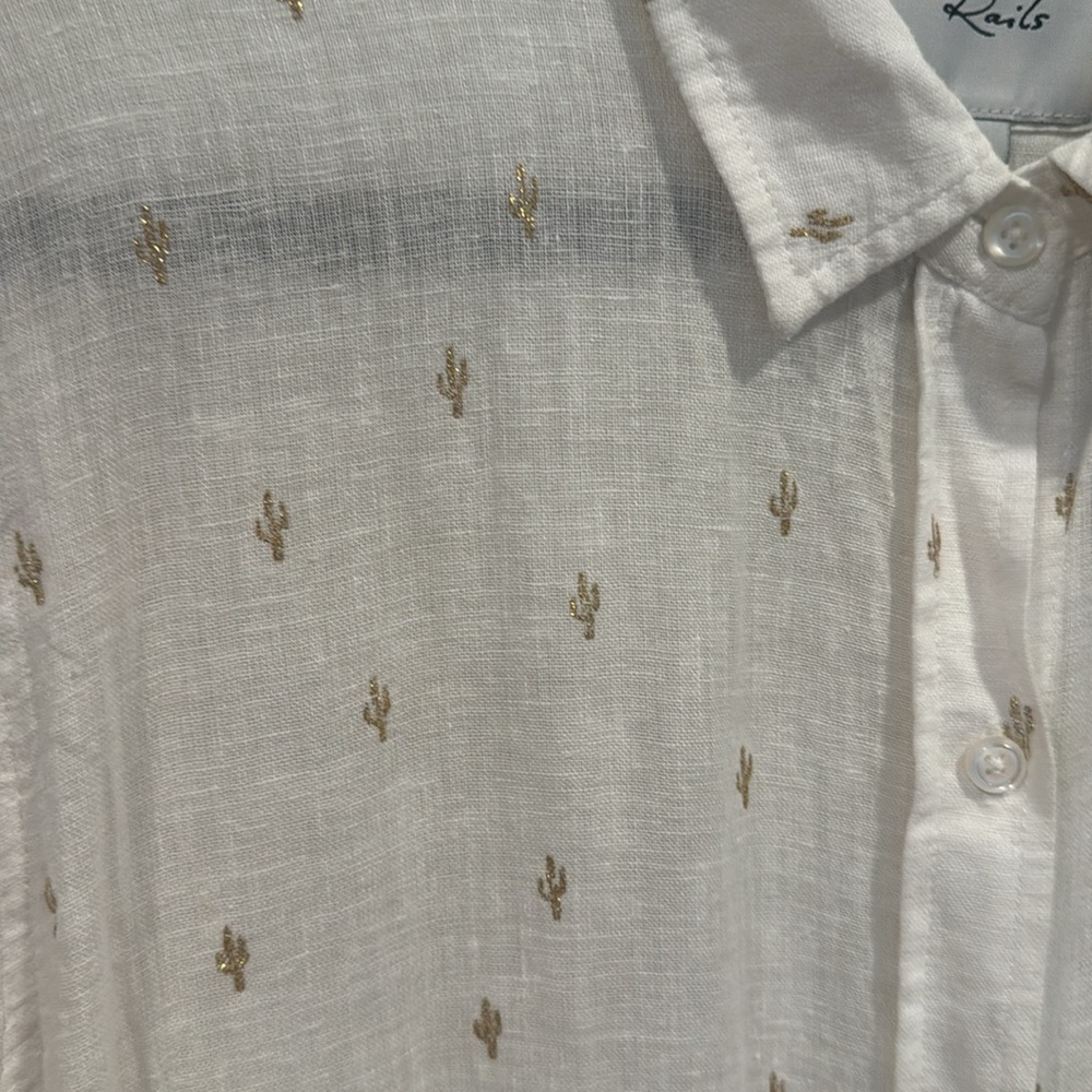 Rails Charli Golden Cactus Linen Blend Button-Up … - image 5